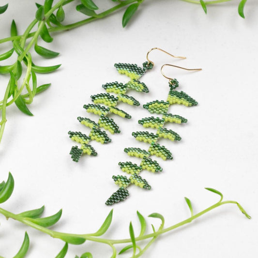 Fern Earrings made of glass beads and surgical steel earwires