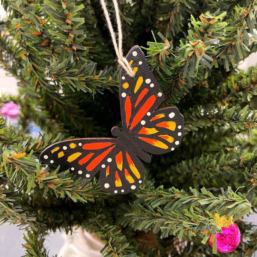 Monarch Butterfly Holiday Ornament Gourd