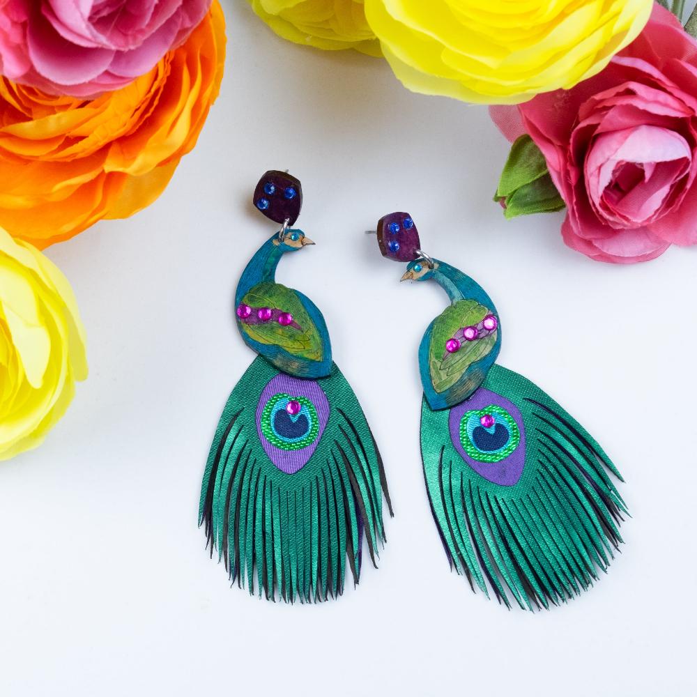 Peacock Earrings-XL