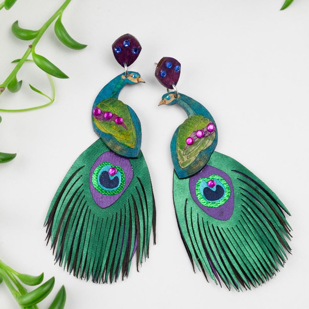 Peacock Earrings-XL