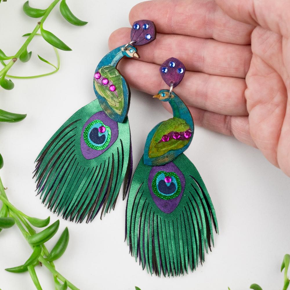 Peacock Earrings-XL