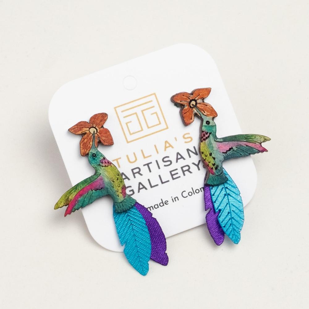 Ruby Throated Hummingbird Earrings-SM