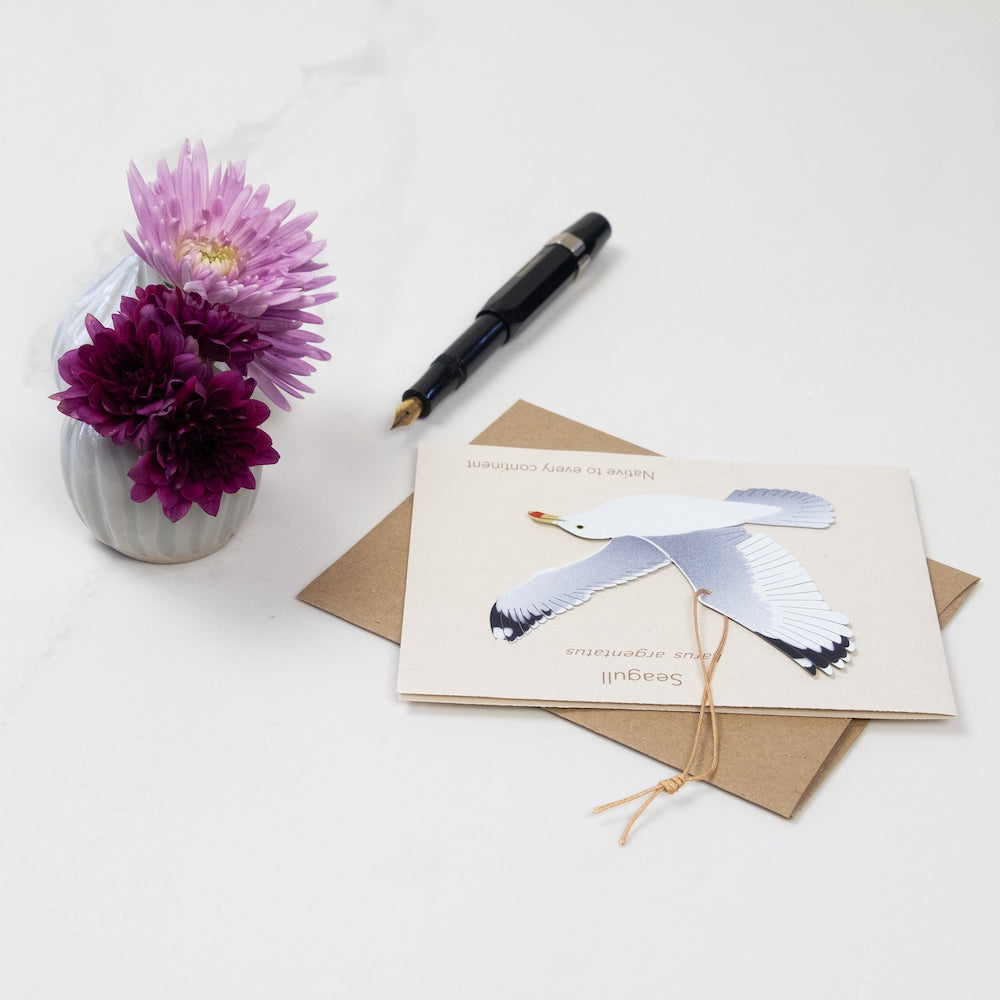 Seagull Bronze Ornament with Blank Notecard