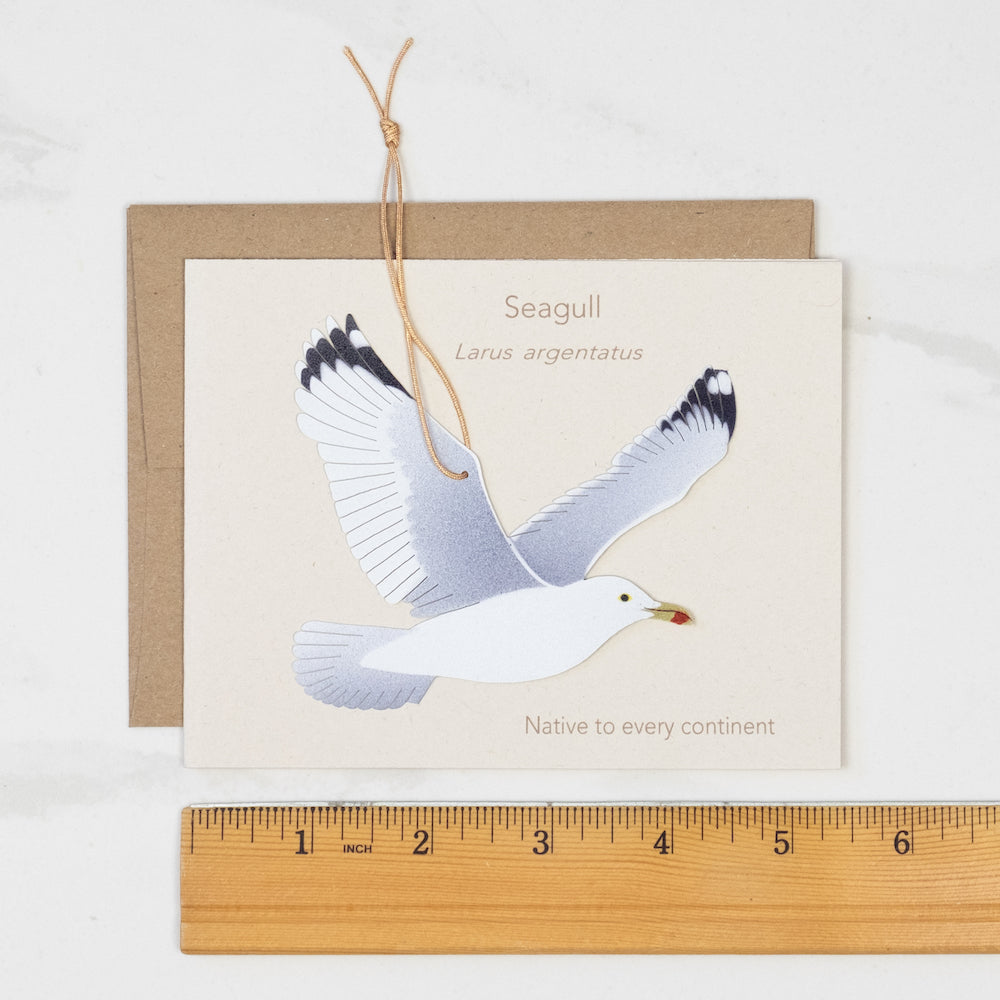 Seagull Bronze Ornament with Blank Notecard