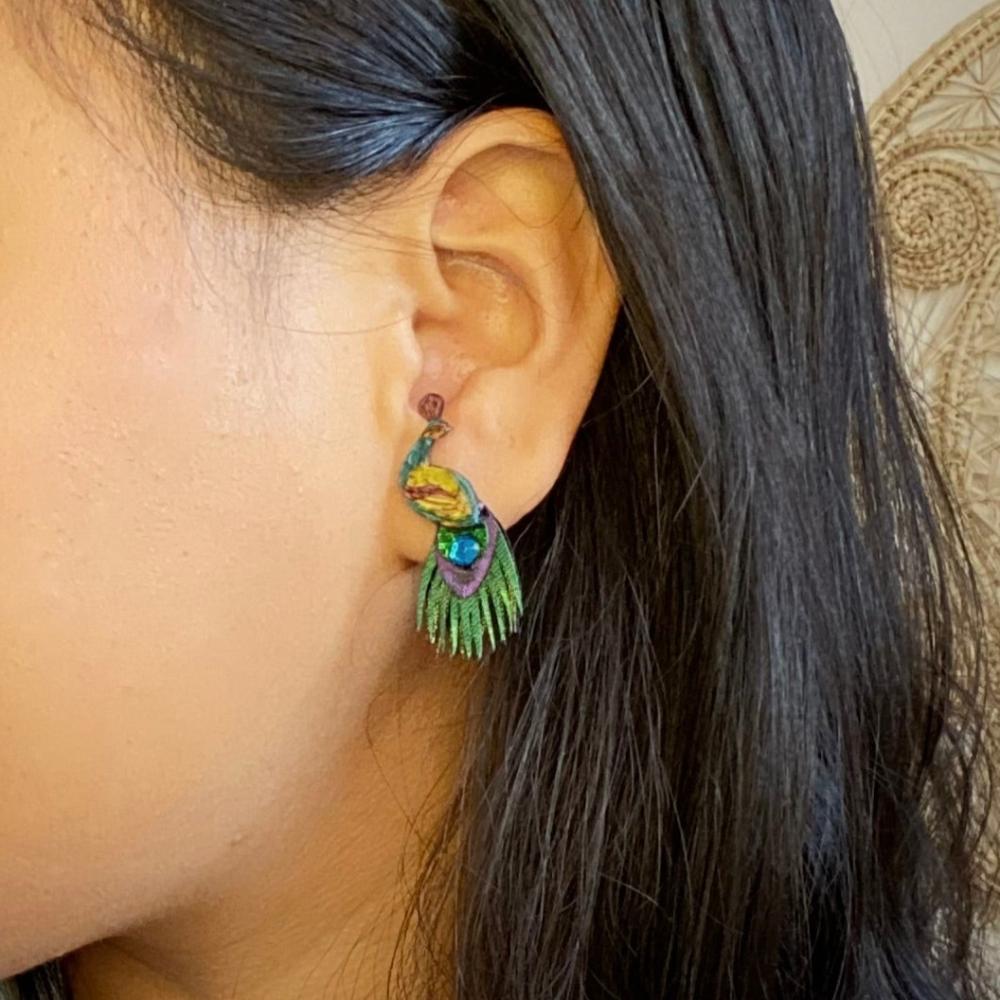 Peacock earrings deals near me